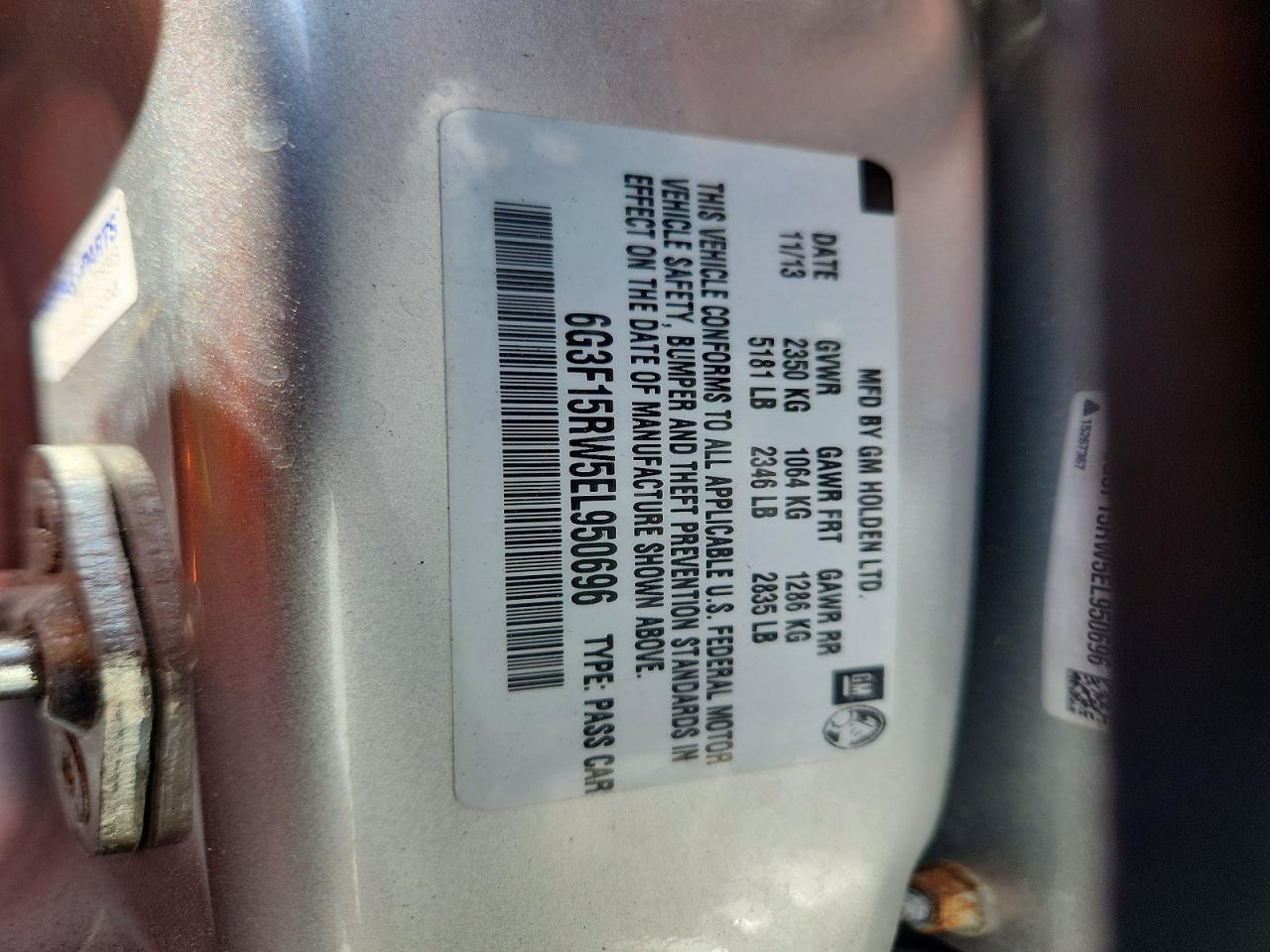 2014 Chevrolet Ss Silver vin: 6G3F15RW5EL950696
