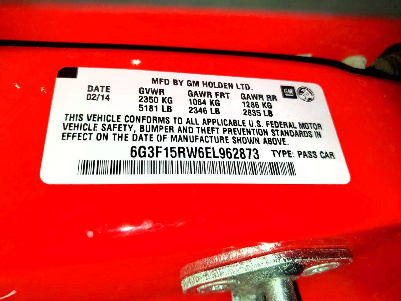 2014 Chevrolet Ss Red vin: 6G3F15RW6EL962873
