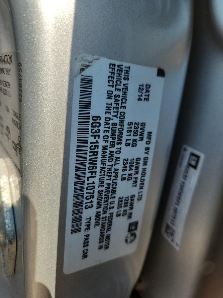 2015 Chevrolet Ss Silver vin: 6G3F15RW6FL107513