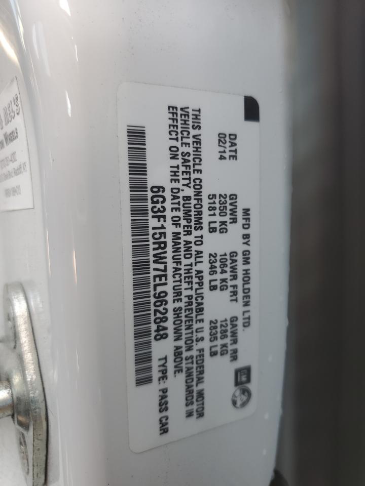 2014 Chevrolet Ss White vin: 6G3F15RW7EL962848