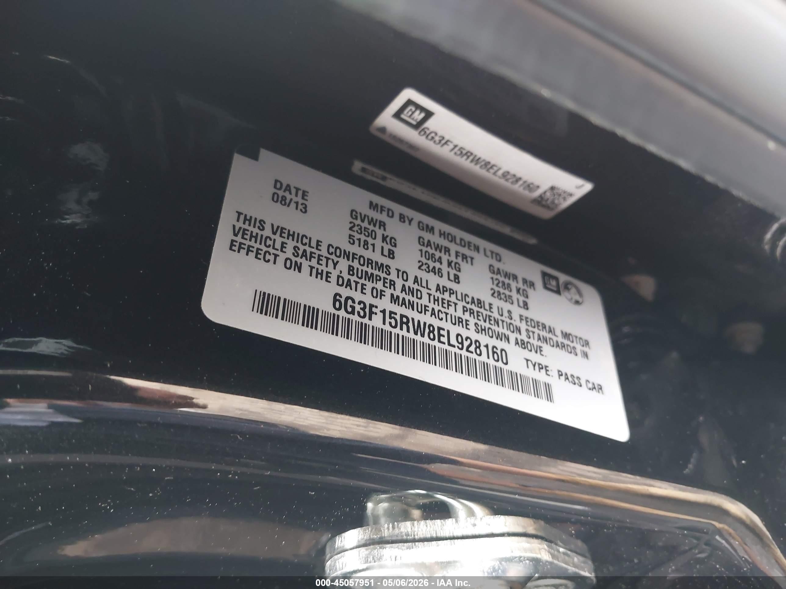 2014 Chevrolet Ss   Black vin: 6G3F15RW8EL928160