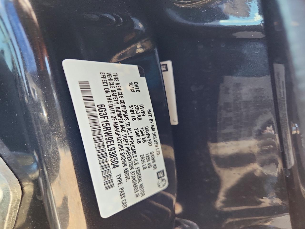 2014 Chevrolet Ss Black vin: 6G3F15RW9EL938504