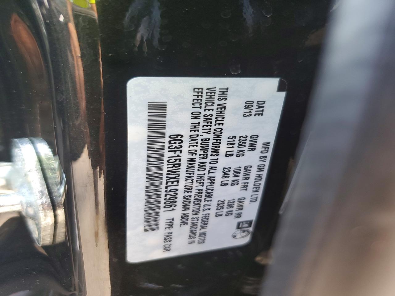2014 Chevrolet Ss Черный vin: 6G3F15RWXEL929861