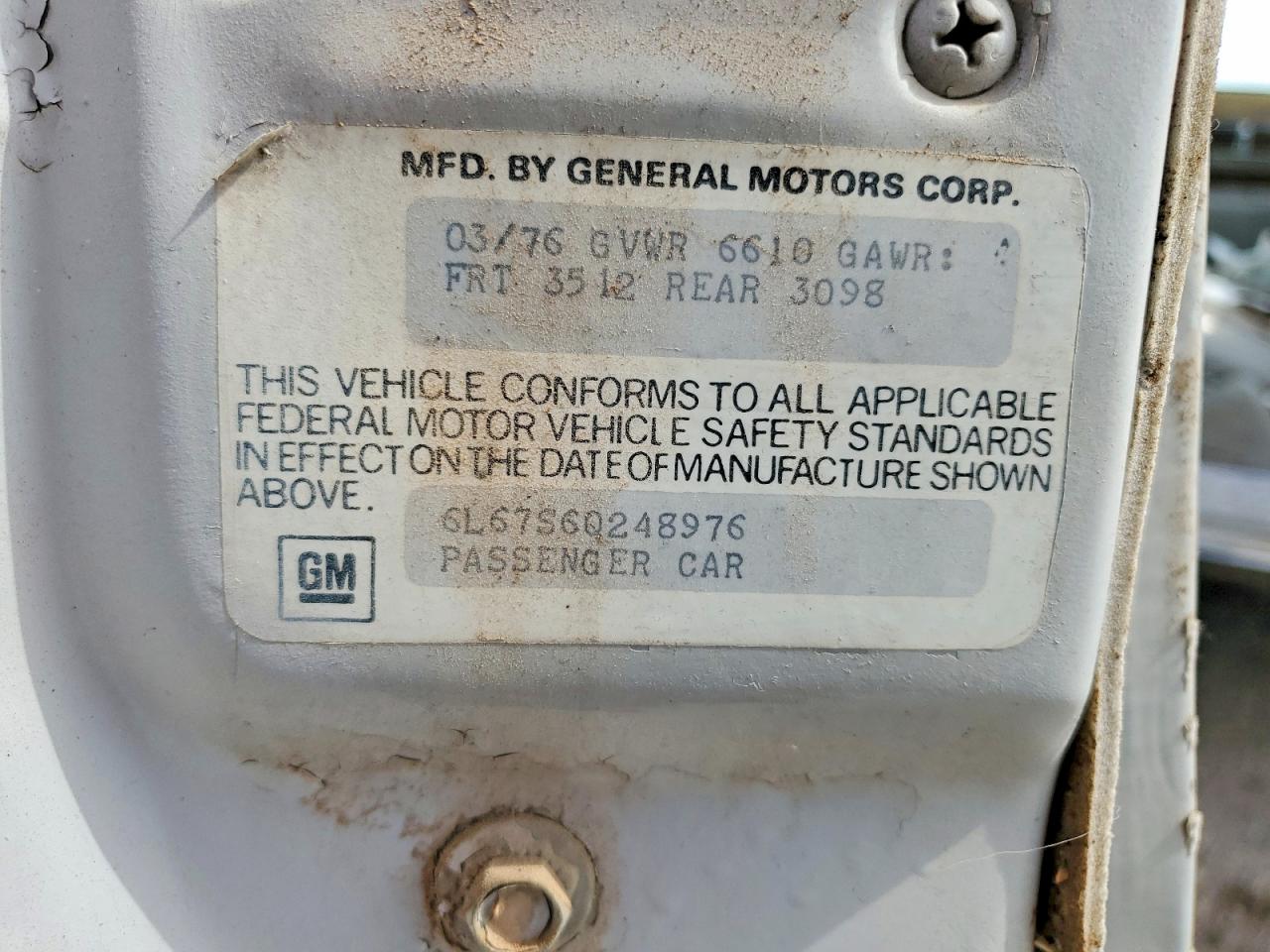 1976 Cadillac Eldorado Silver vin: 6L67S6Q248976