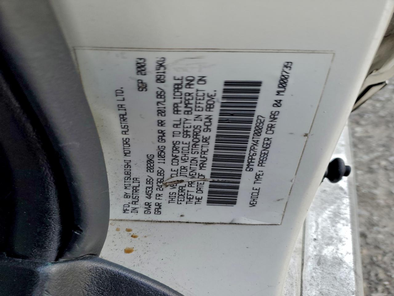 2004 Mitsubishi Diamante Ls White vin: 6MMAP67PX4T000927