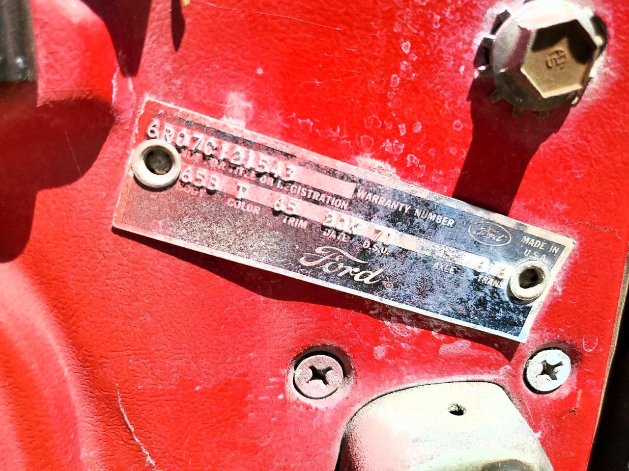 1966 Ford Uk Red vin: 6R07C121543