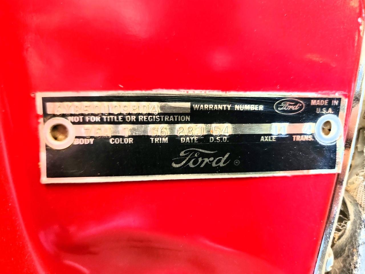 1966 Ford T Bird Red vin: 6Y85Q109804
