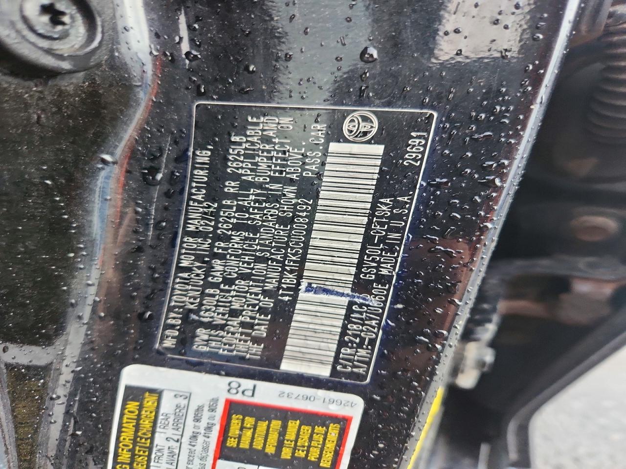 2012 Toyota Camry Se V6 Black vin: 4T1BK1FK5CU008492