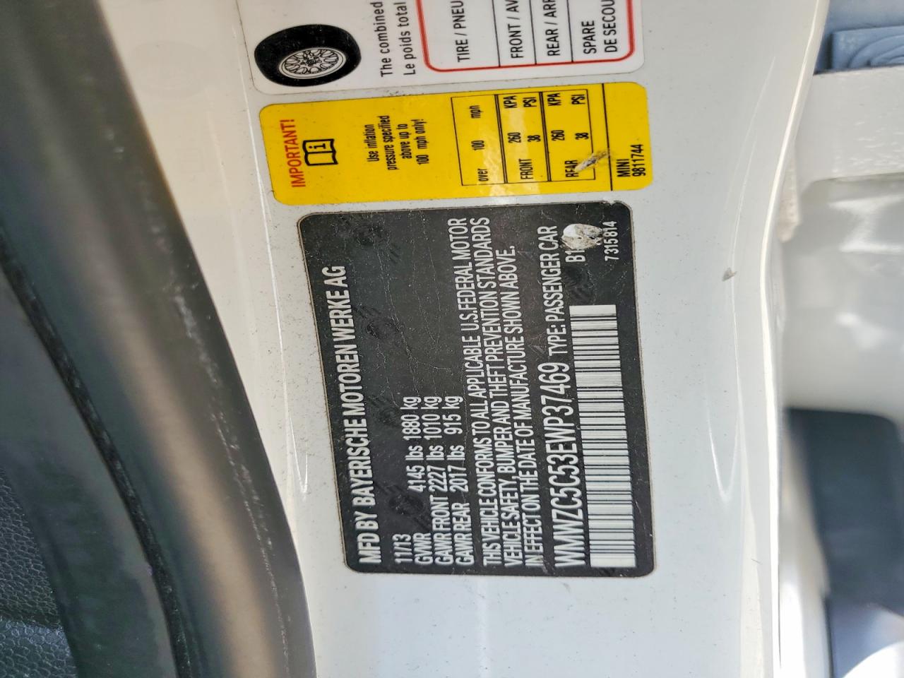 2014 Mini Cooper S Countryman White vin: WMWZC5C53EWP37469