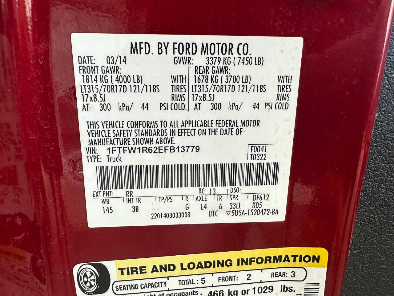2014 Ford F150 Svt Raptor Red vin: 1FTFW1R62EFB13779