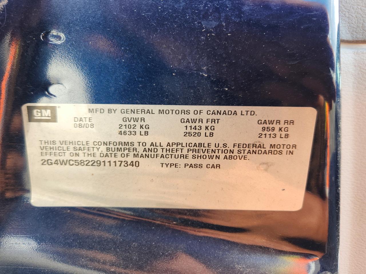 2009 Buick Lacrosse Cx Blue vin: 2G4WC582291117340