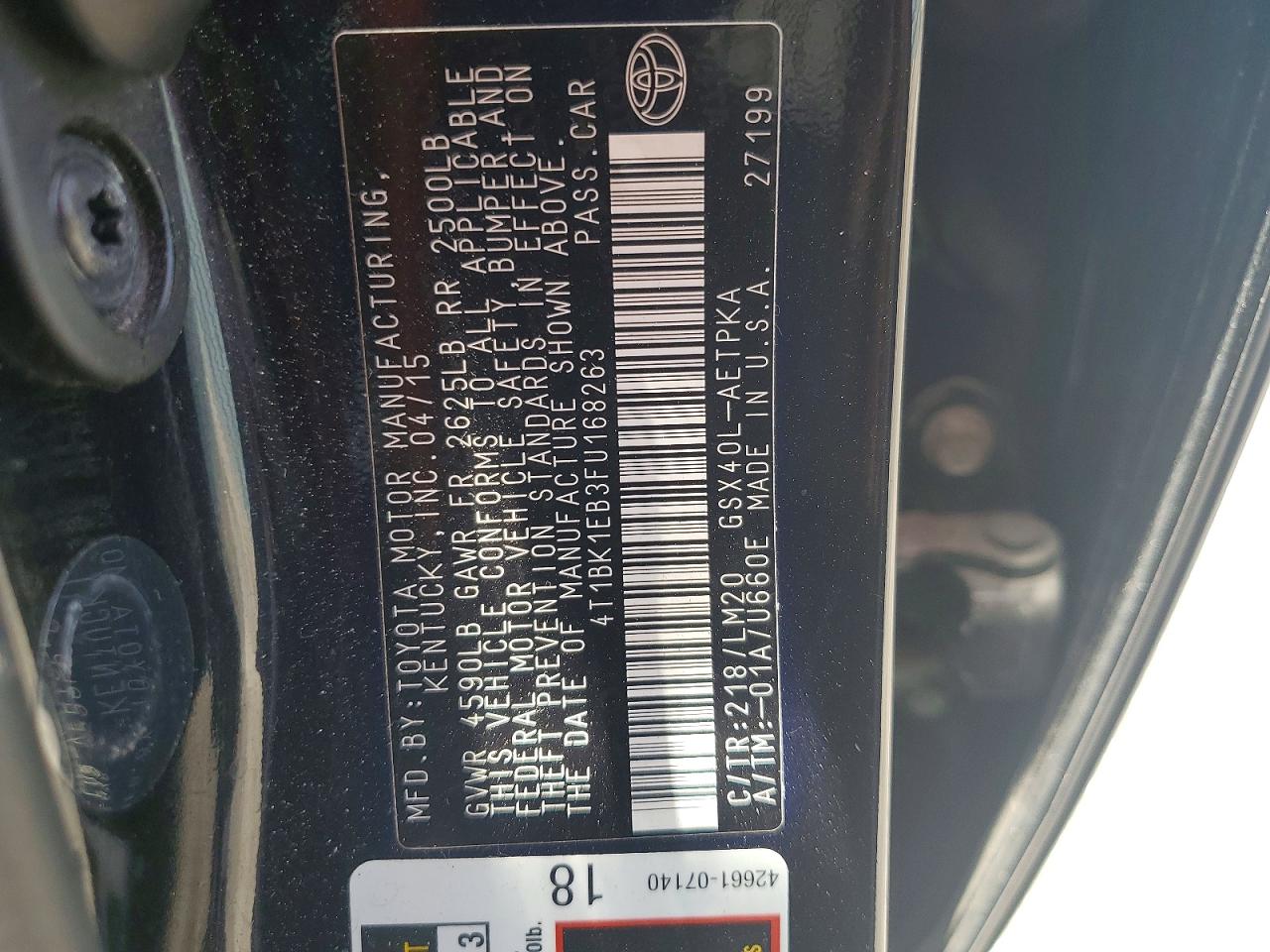 2015 Toyota Avalon Limited Черный vin: 4T1BK1EB3FU168263