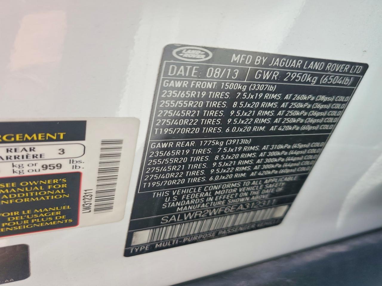 2014 Land Rover Range Rover Sport Hse White vin: SALWR2WF6EA312311