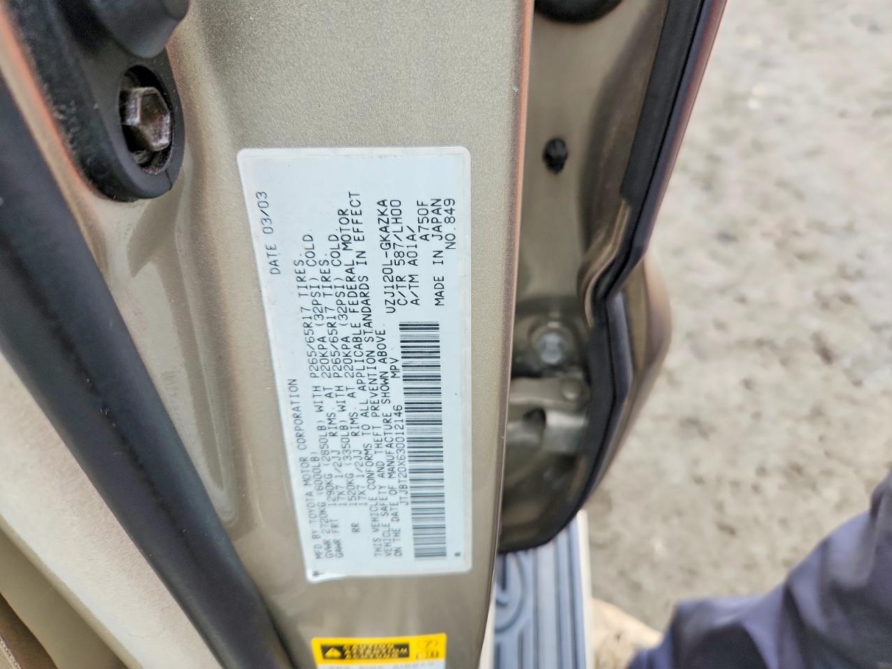 2003 Lexus Gx 470 Gray vin: JTJBT20X630012146