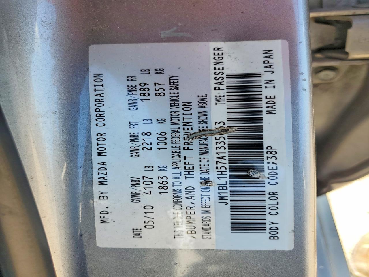 2010 Mazda 3 S Silver vin: JM1BL1H57A1335063