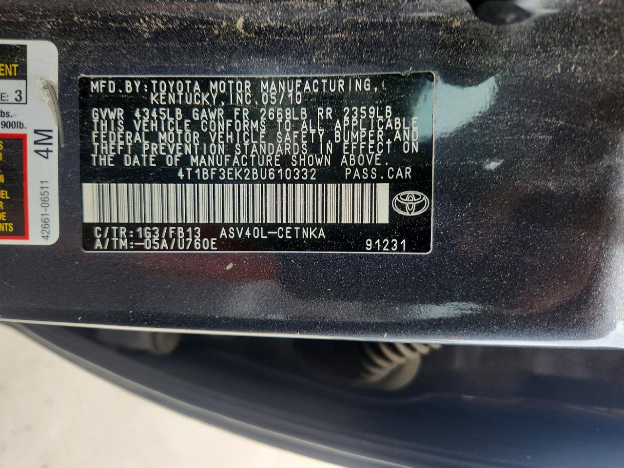 2011 Toyota Camry Le Серый vin: 4T1BF3EK2BU610332