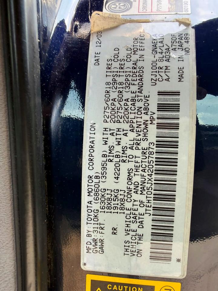 2004 Toyota Land Cruiser Base Blue vin: JTEHT05JX42057873