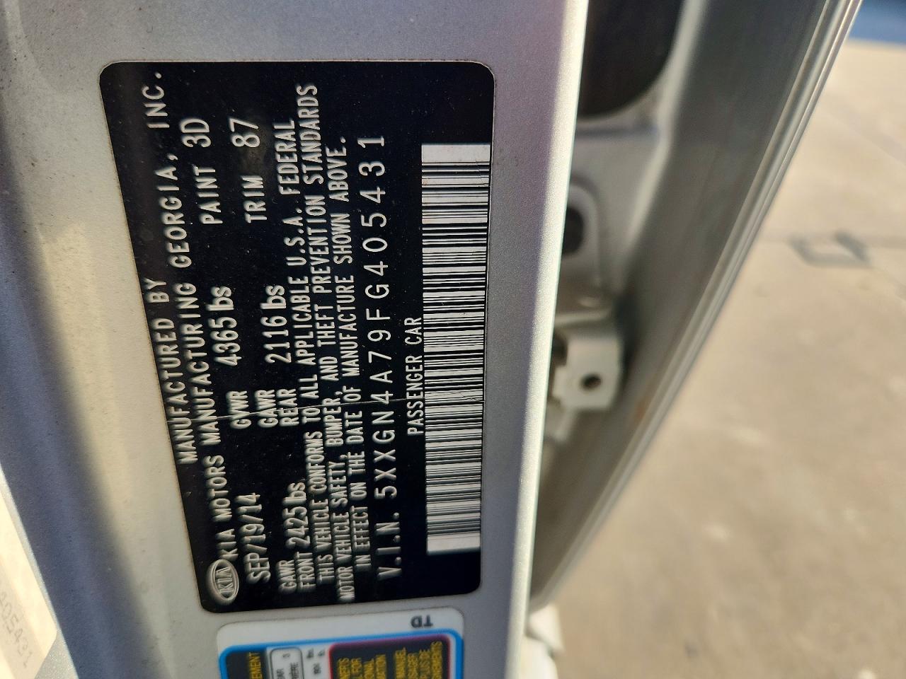 2015 Kia Optima Ex Silver vin: 5XXGN4A79FG405431