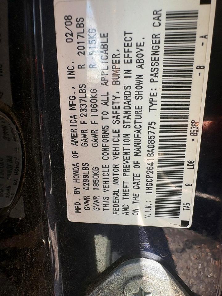 2008 Honda Accord Lxp Blue vin: 1HGCP26418A085775