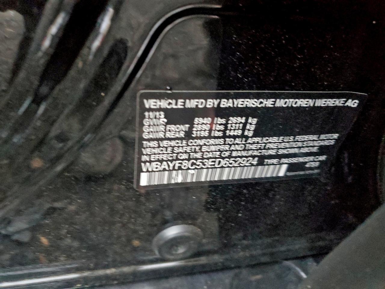 2014 Bmw 750 Lxi Черный vin: WBAYF8C53ED652924