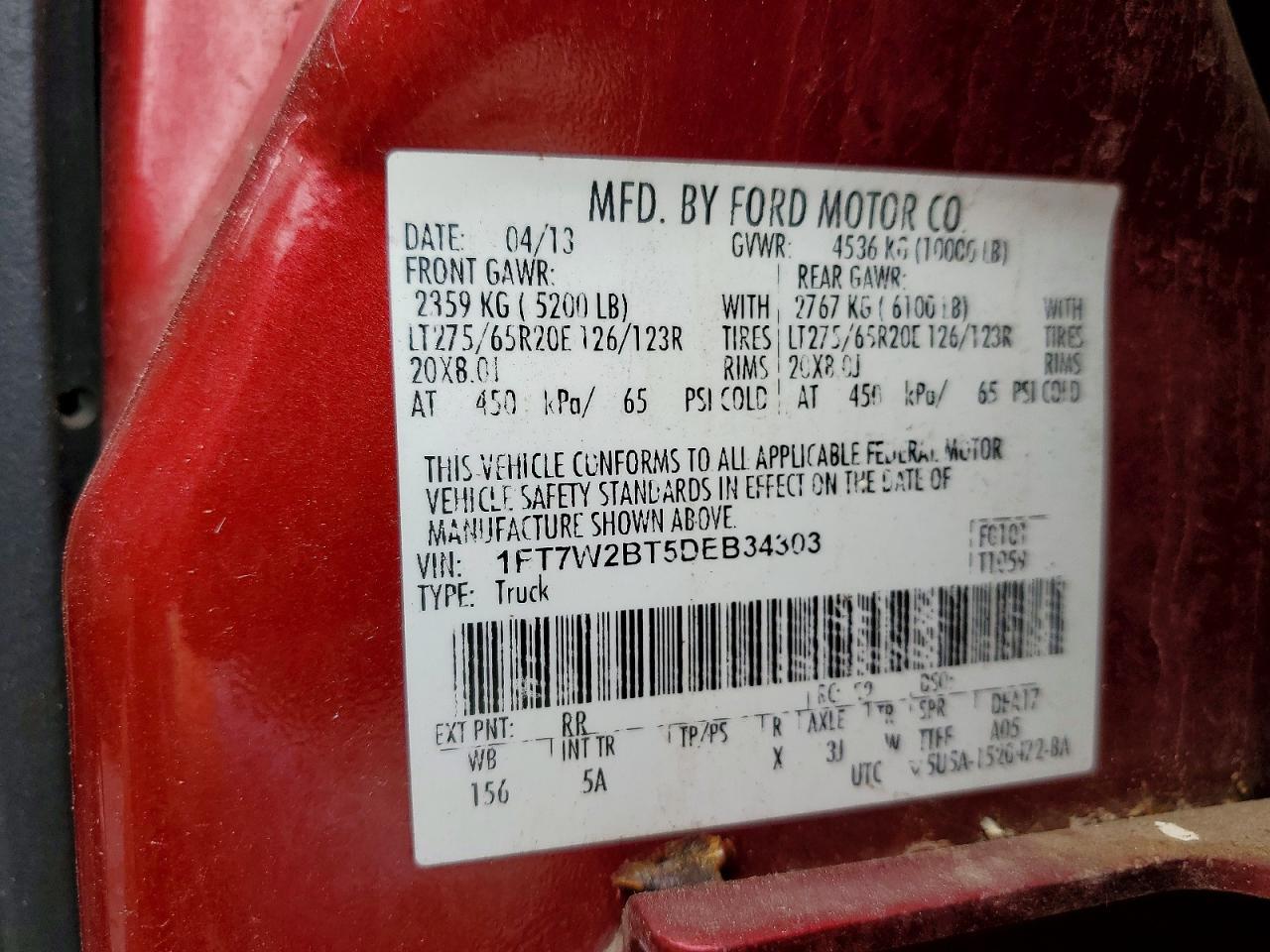 2013 Ford F250 Super Duty Maroon vin: 1FT7W2BT5DEB34303