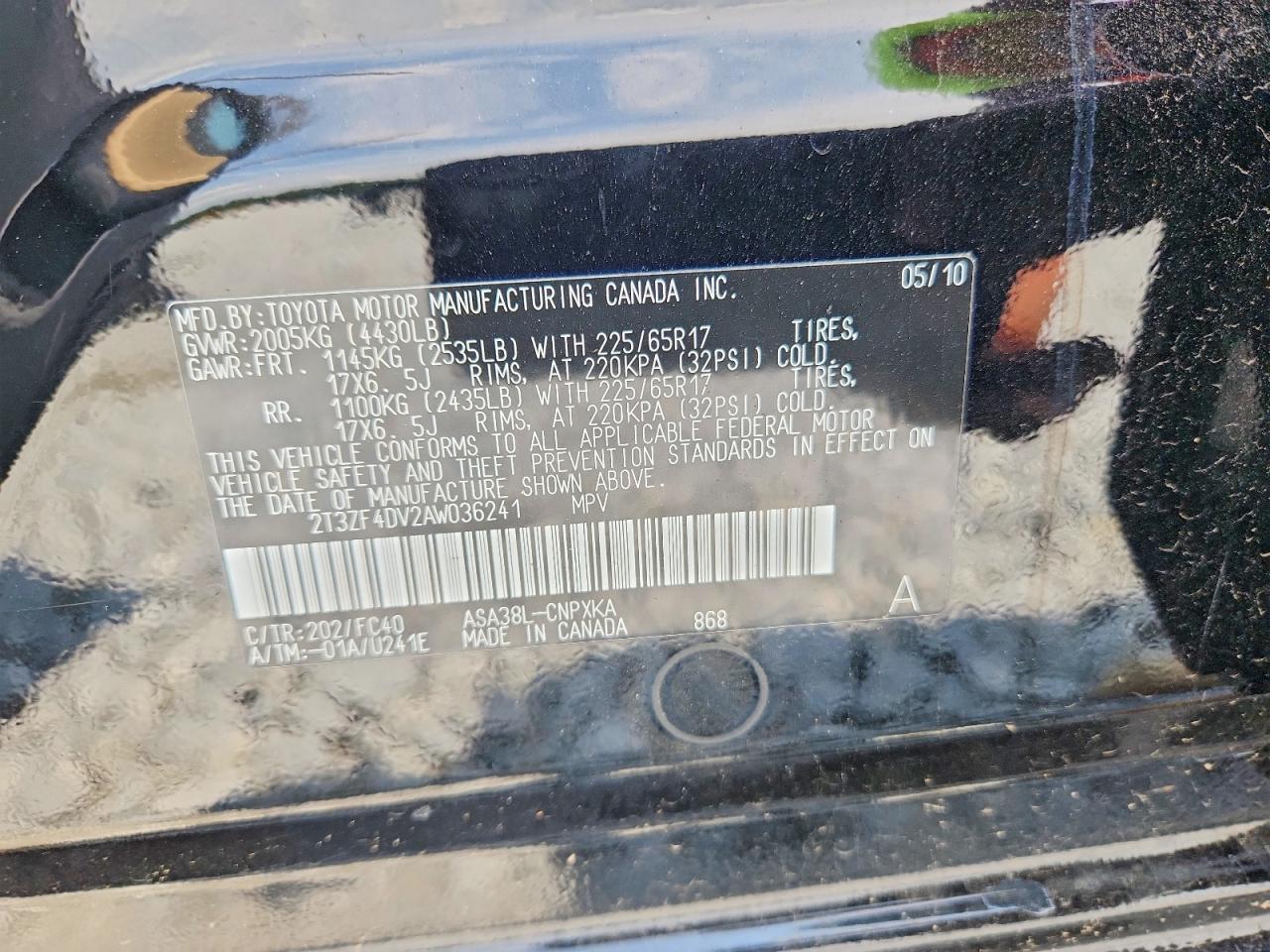 2010 Toyota Rav4 Base Black vin: 2T3ZF4DV2AW036241