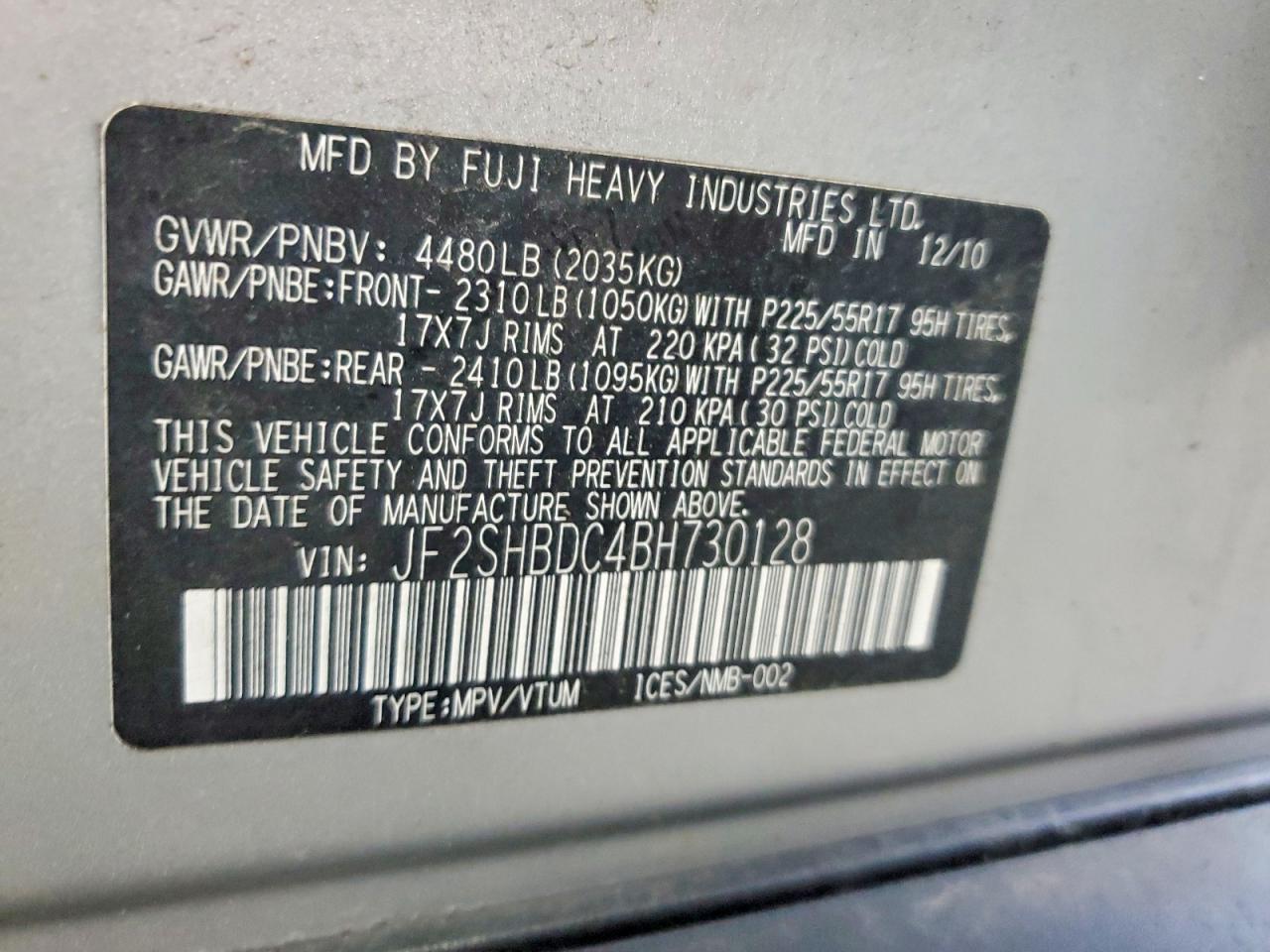 2011 Subaru Forester 2.5x Premium Silver vin: JF2SHBDC4BH730128