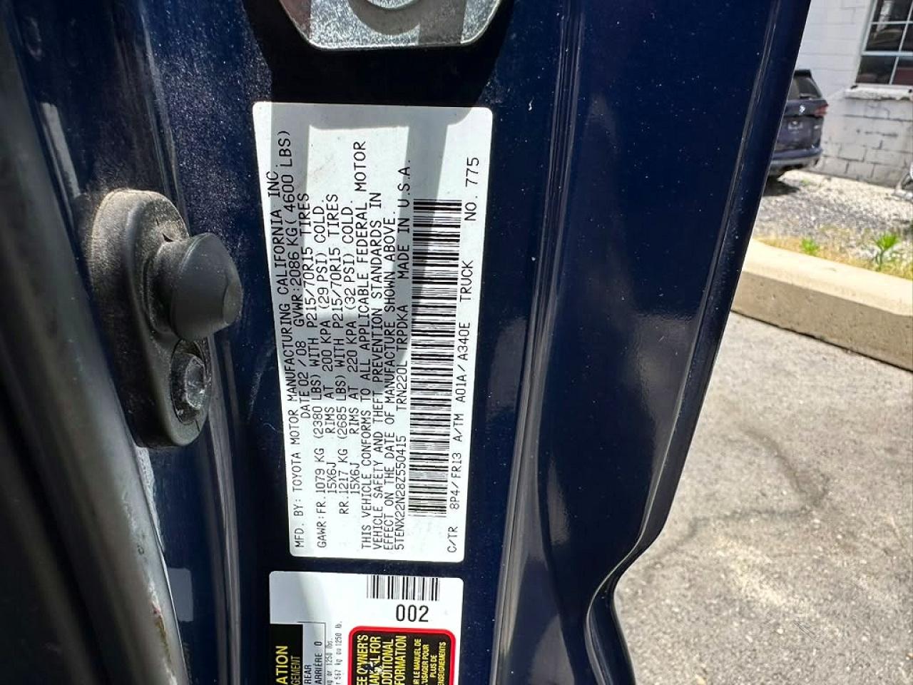 2008 Toyota Tacoma Base Blue vin: 5TENX22N28Z550415
