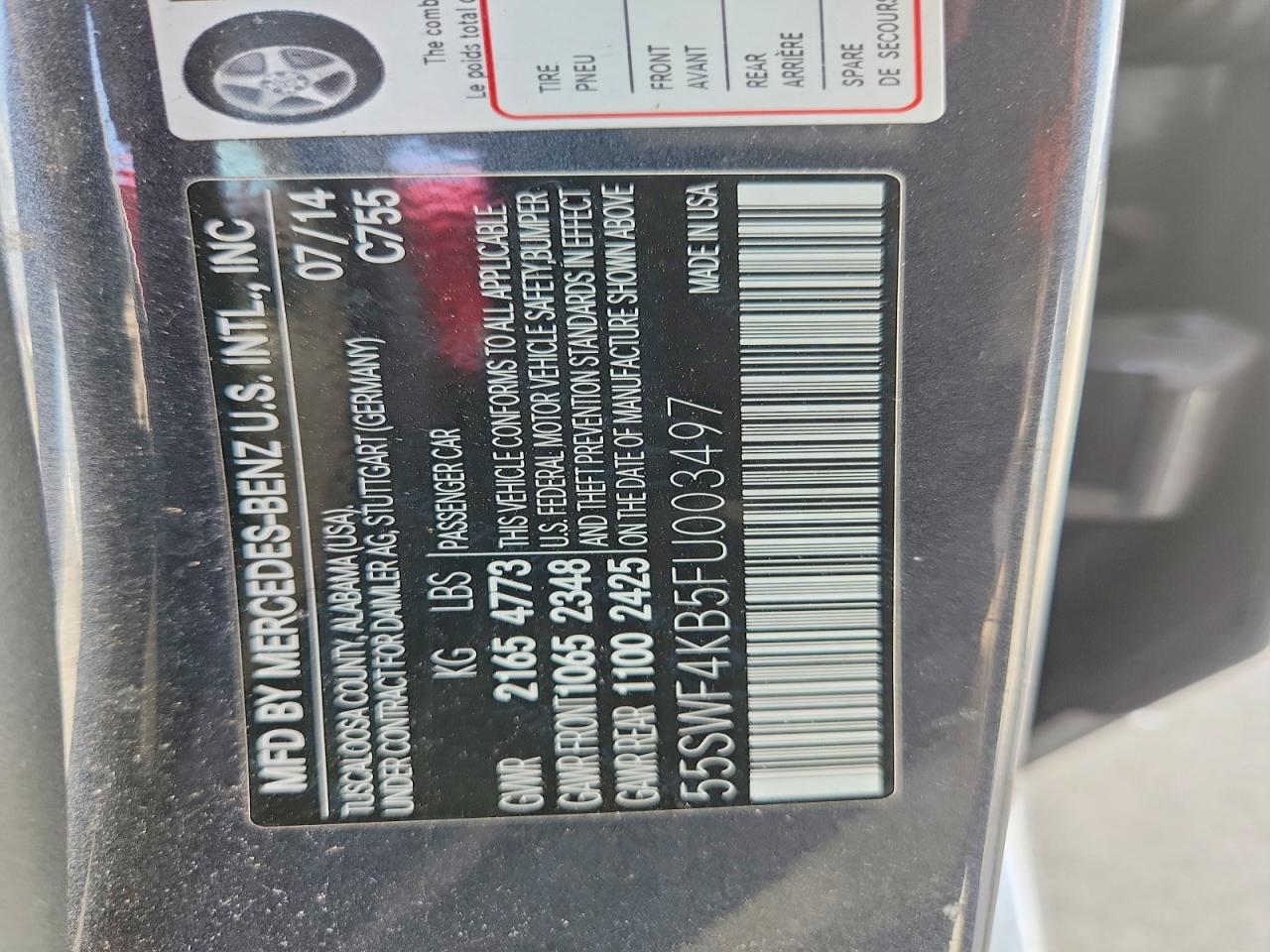 2015 Mercedes-benz C 300 4matic Gray vin: 55SWF4KB5FU003497