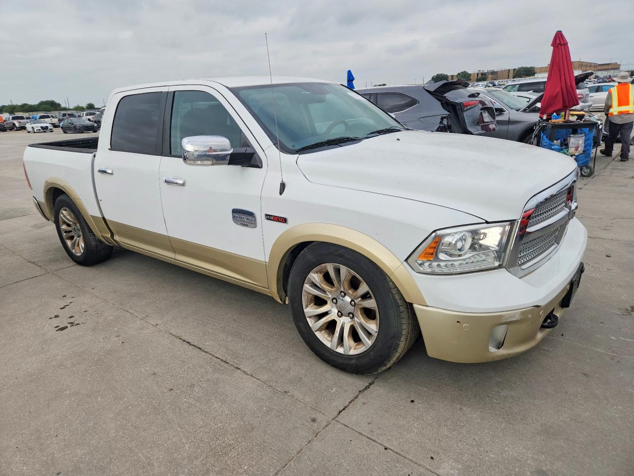 2015 Ram 1500 Longhorn White vin: 1C6RR7PM1FS534563