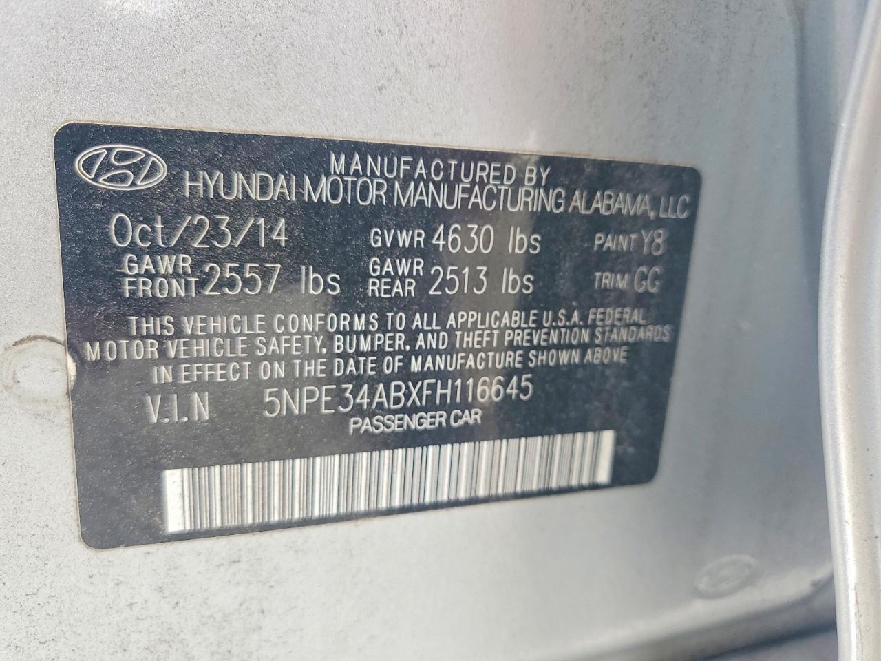 2015 Hyundai Sonata Limited 2.0t Серебряный vin: 5NPE34ABXFH116645