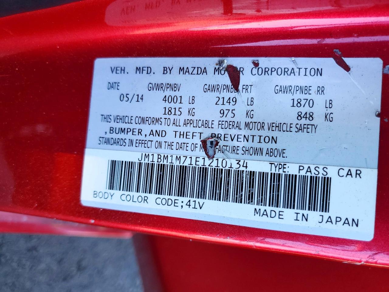2014 Mazda 3 Grand Touring Red vin: JM1BM1M71E1210134