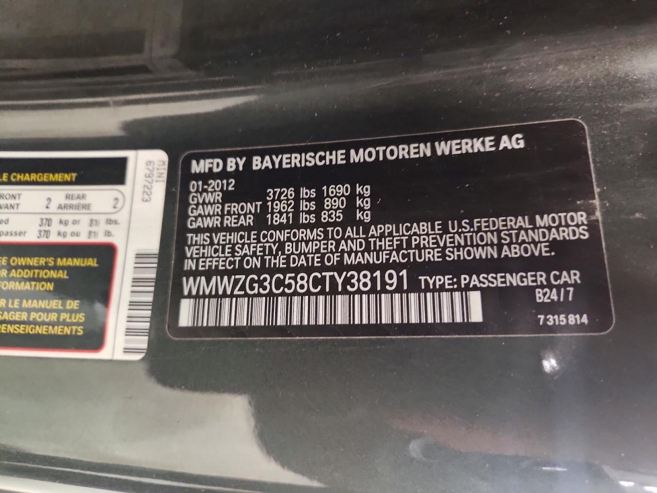 2012 Mini Cooper S Clubman Charcoal vin: WMWZG3C58CTY38191