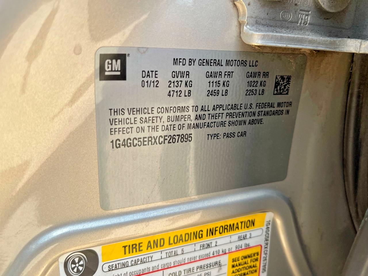 2012 Buick Lacrosse Cream vin: 1G4GC5ERXCF267895