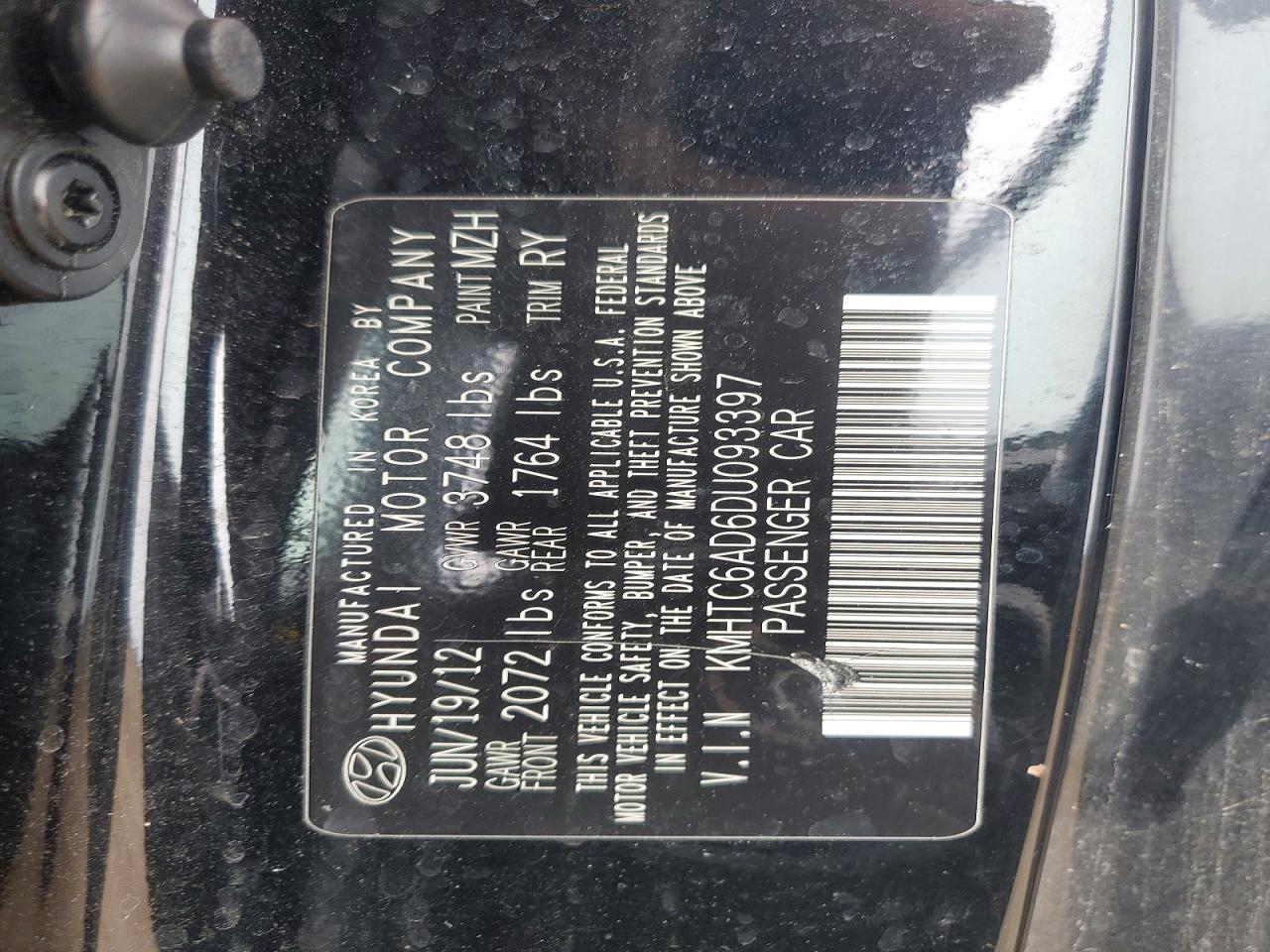 2013 Hyundai Veloster Base Black vin: KMHTC6AD6DU093397