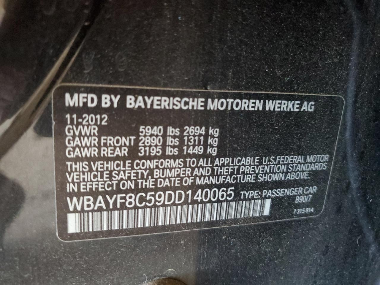 2013 Bmw 750 Lxi Gray vin: WBAYF8C59DD140065