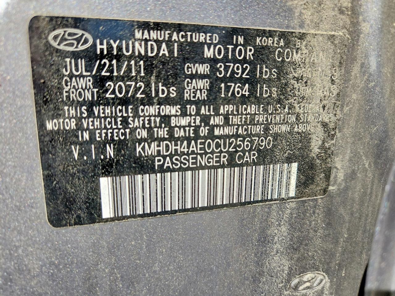 2012 Hyundai Elantra Gls Gray vin: KMHDH4AE0CU256790