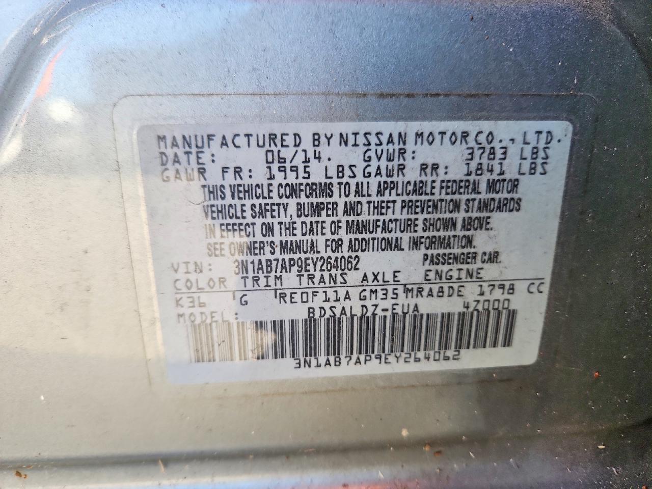 2014 Nissan Sentra Sv Серый vin: 3N1AB7AP9EY264062