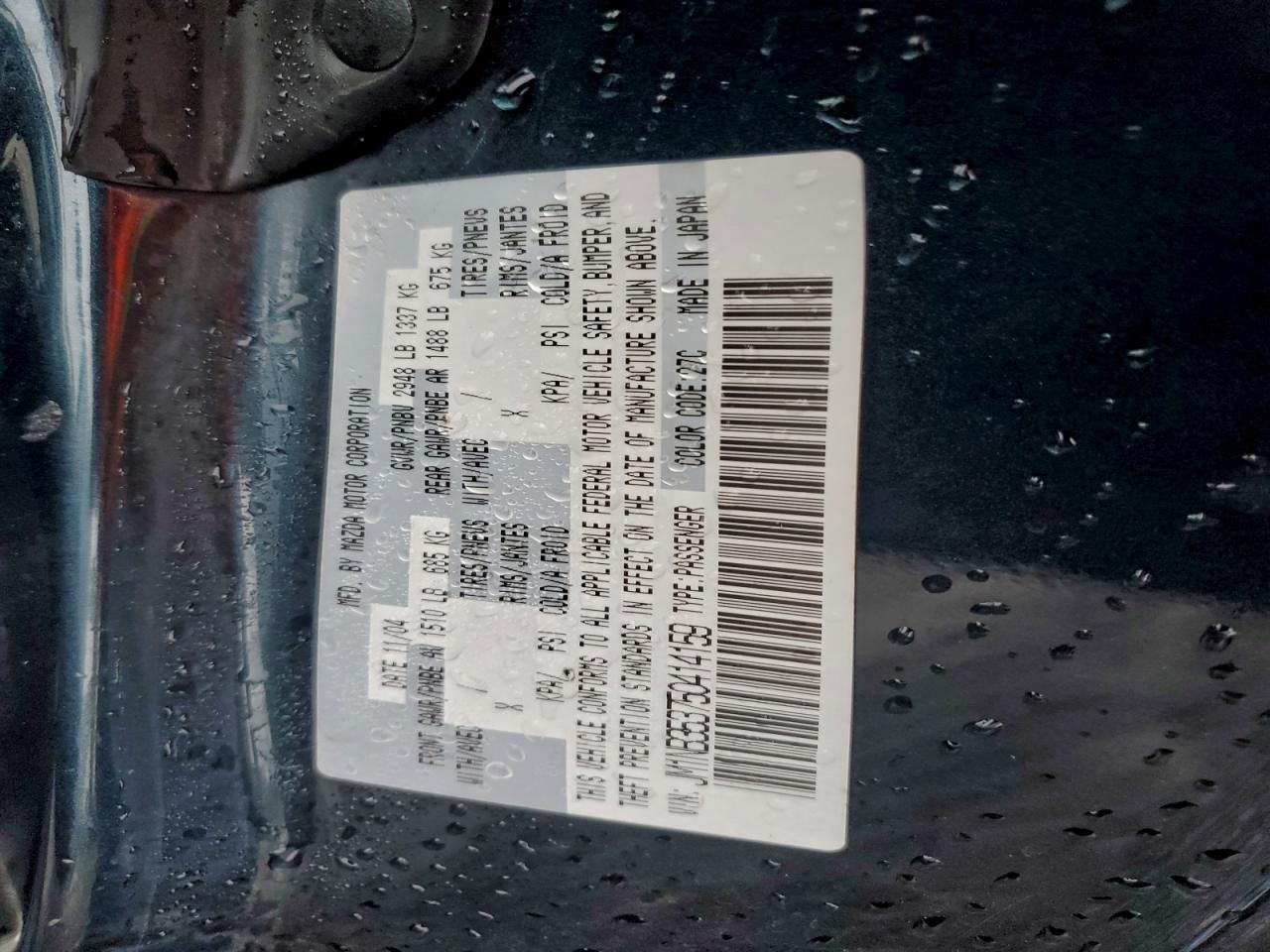 2005 Mazda Mx-5 Miata Base Charcoal vin: JM1NB353750414159
