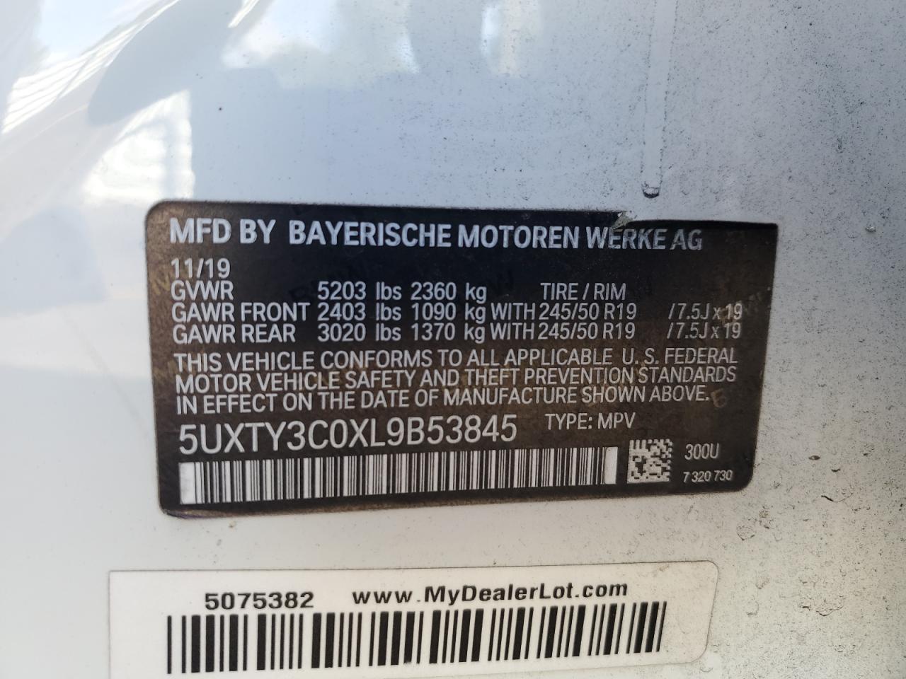 2020 Bmw X3 Sdrive30i White vin: 5UXTY3C0XL9B53845