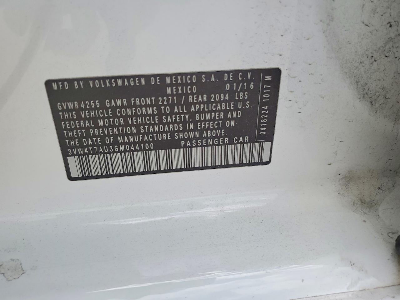 2016 Volkswagen Gti S Белый vin: 3VW4T7AU3GM044100