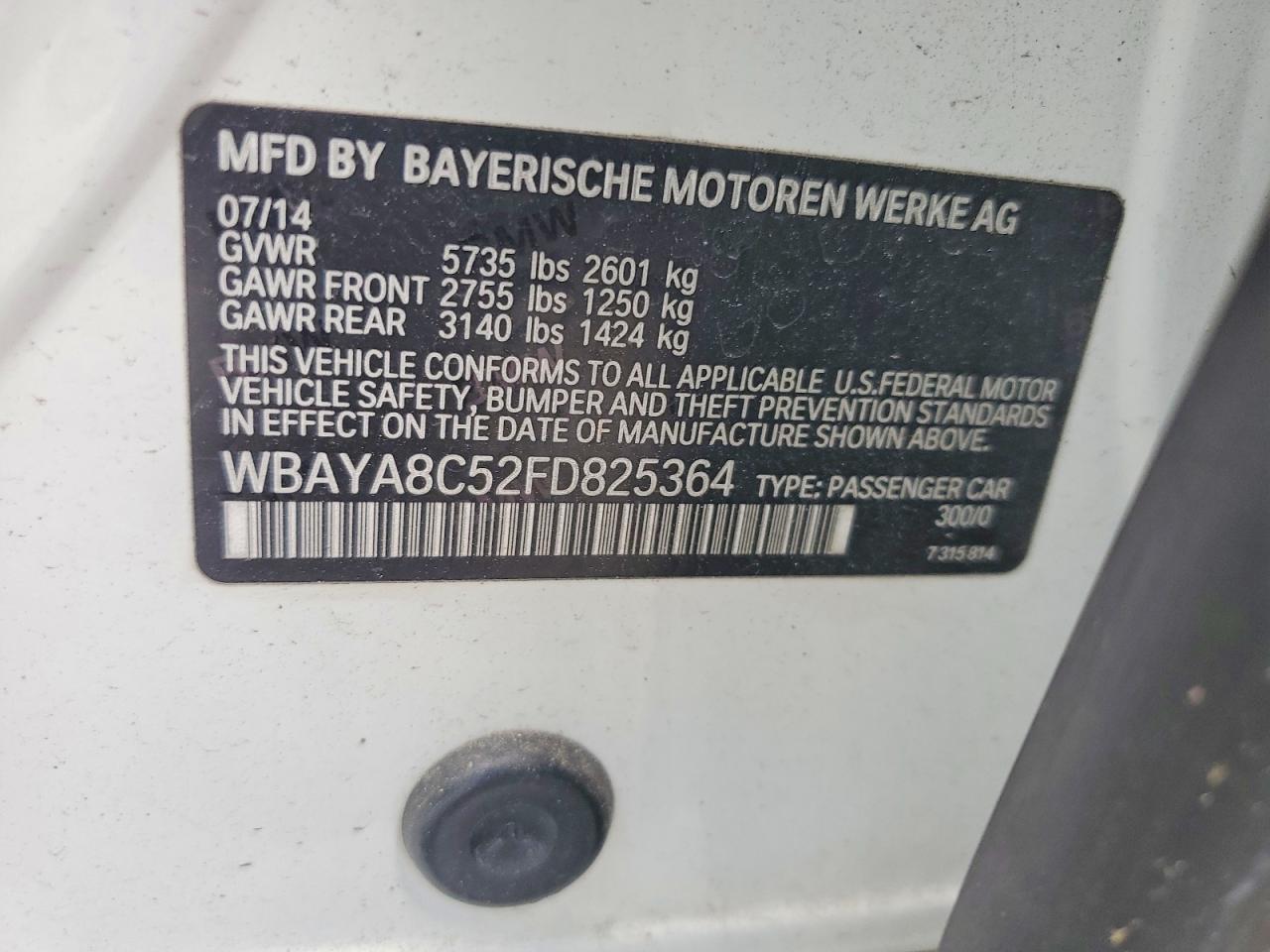 2015 Bmw 750 I Белый vin: WBAYA8C52FD825364