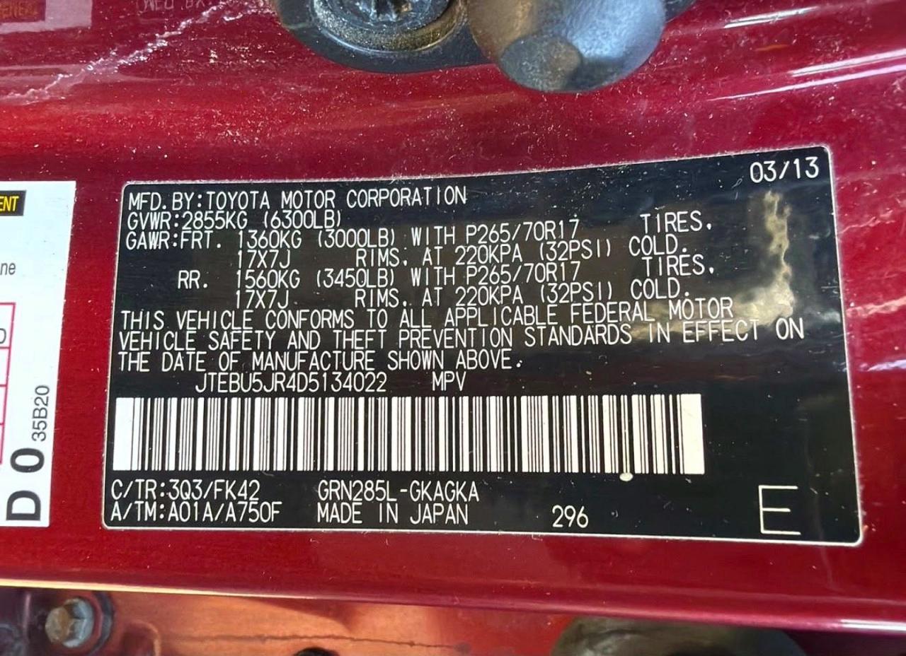 2013 Toyota 4runner Sr5 Red vin: JTEBU5JR4D5134022