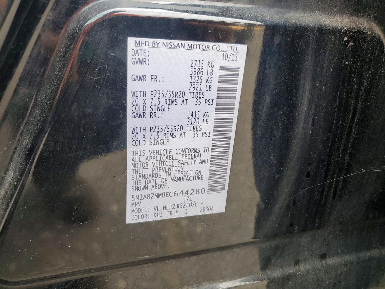 2014 Nissan Pathfinder S Black vin: 5N1AR2MM0EC644280