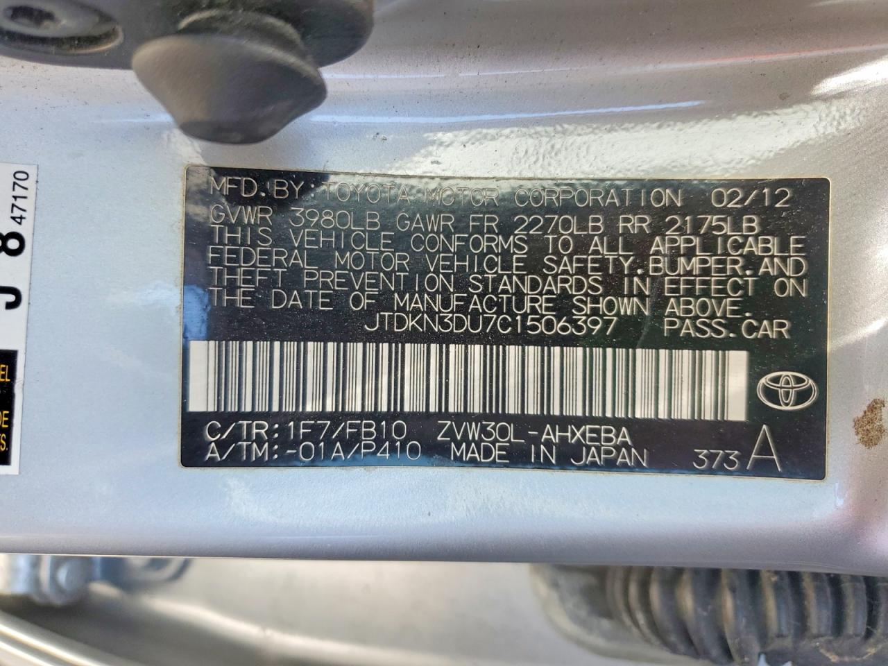 2012 Toyota Prius Three Silver vin: JTDKN3DU7C1506397