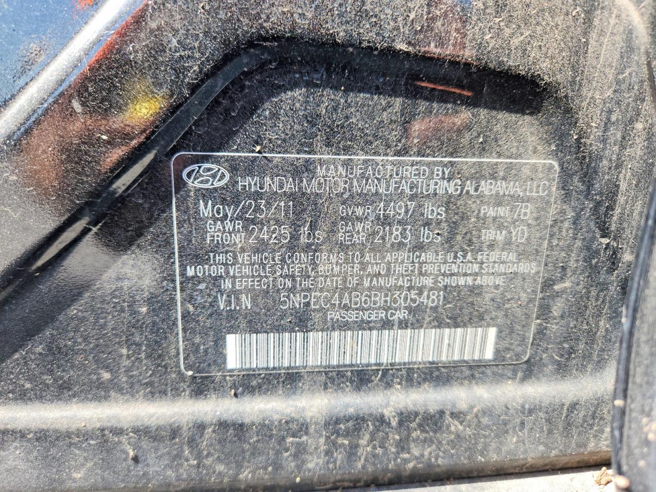 2011 Hyundai Sonata Limited 2.0t Черный vin: 5NPEC4AB6BH305481