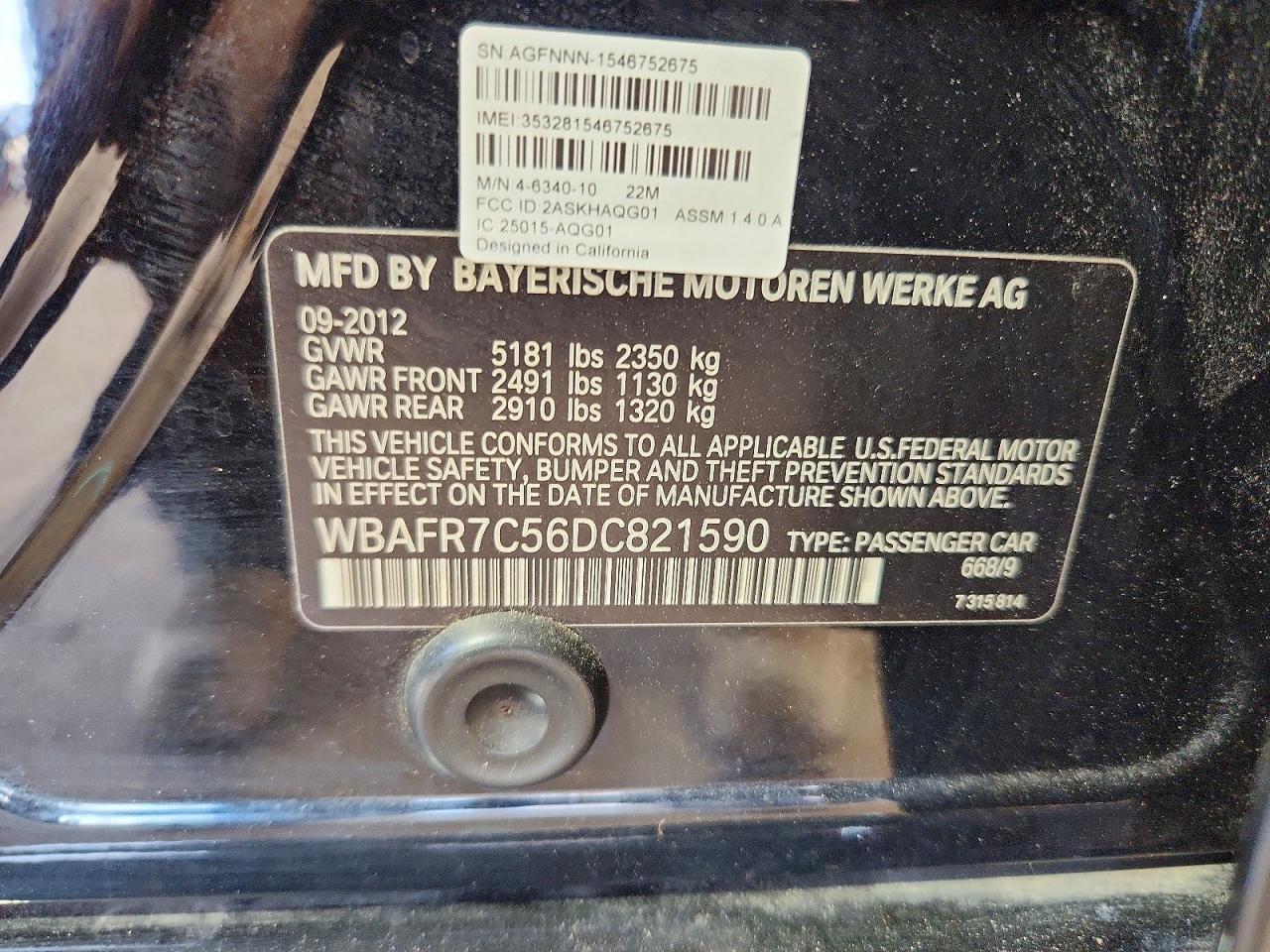 2013 Bmw 535 I Black vin: WBAFR7C56DC821590