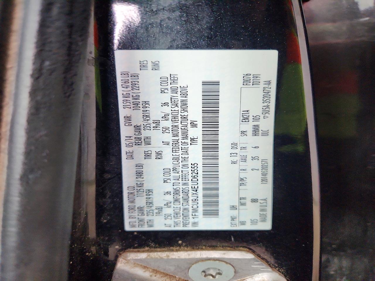 2014 Ford Escape Titanium Black vin: 1FMCU9JX4EUD62555