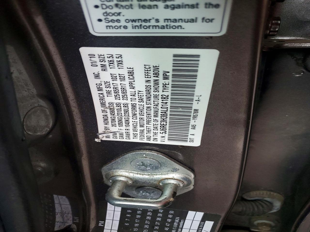 2010 Honda Cr-v Lx Коричневый vin: 5J6RE3H38AL014182