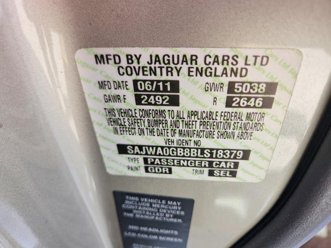 2011 Jaguar Xf Premium Silver vin: SAJWA0GB8BLS18379